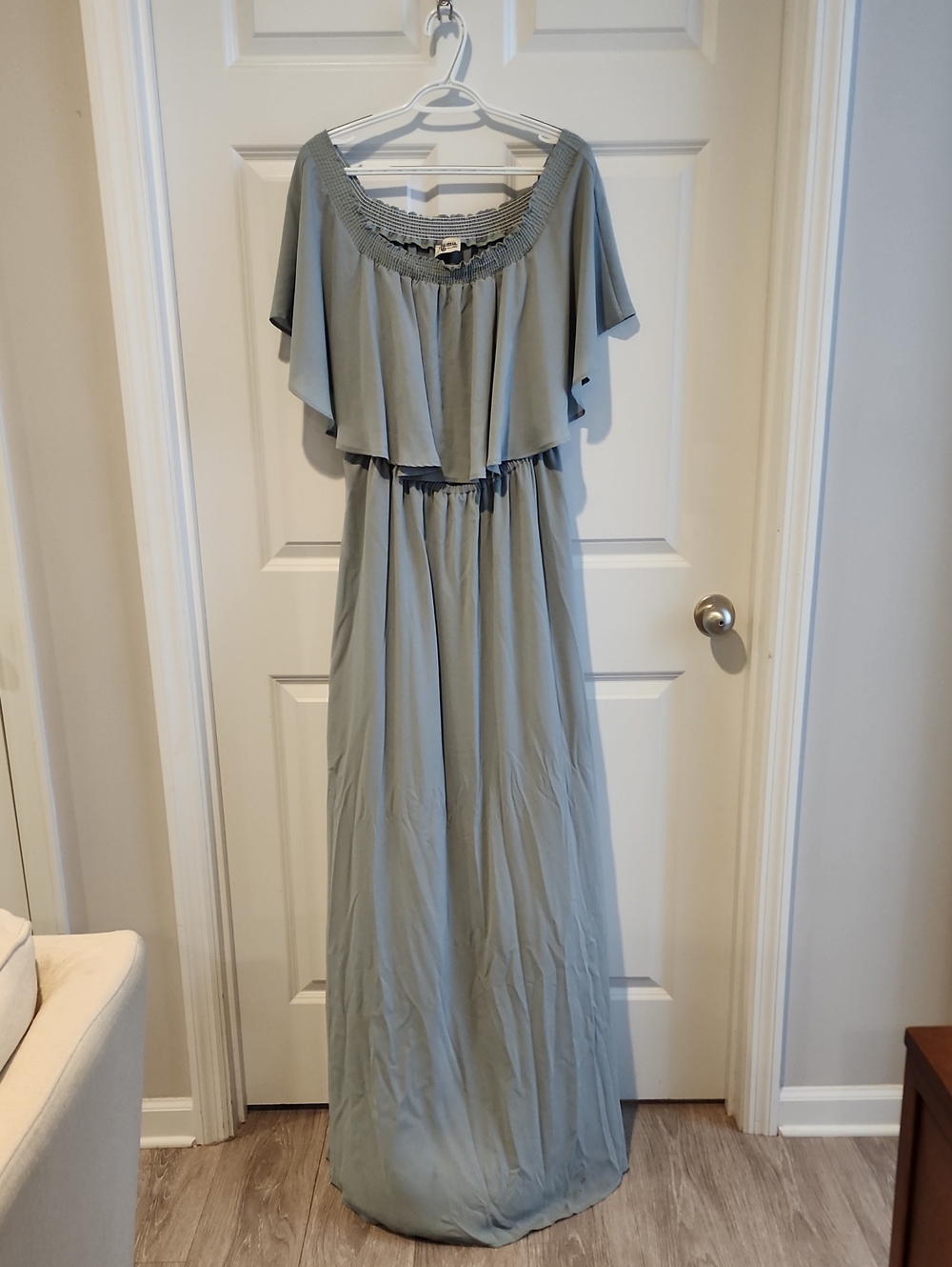 Show Me Your MuMu Sage Green Off-Shoulder Maxi Dress Sz XXL